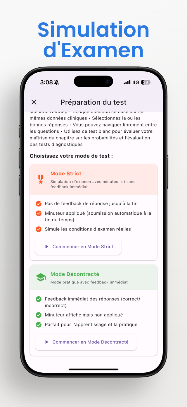 Simulation d'examen avec minuteur - Stat Exam Pro