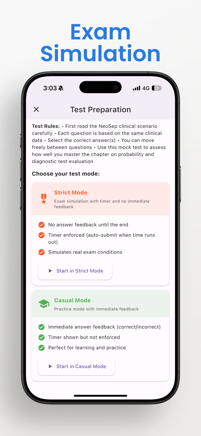 Exam simulation with timer - Stat Exam Pro